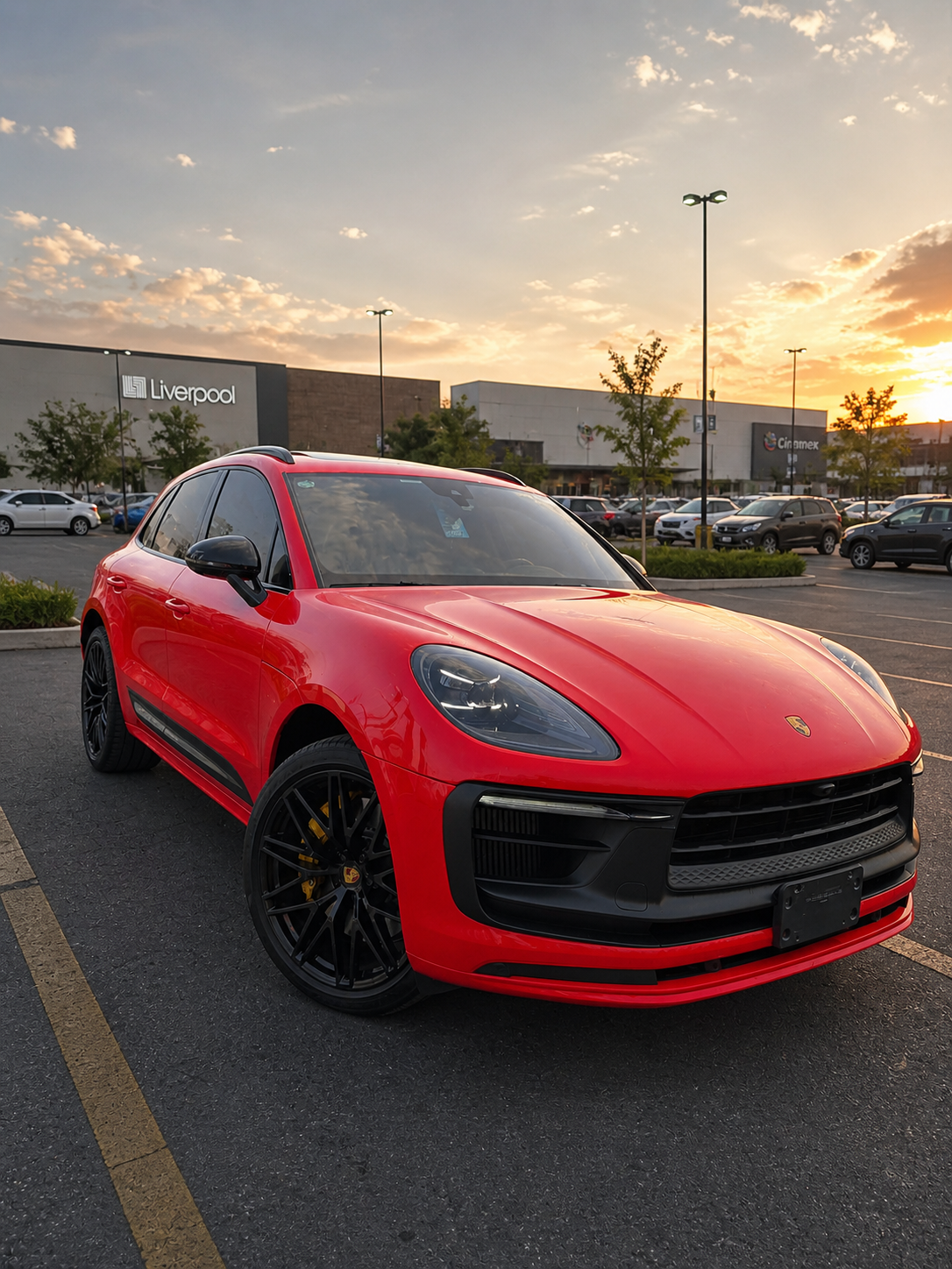 Frente al atardecer — wrap rojo
